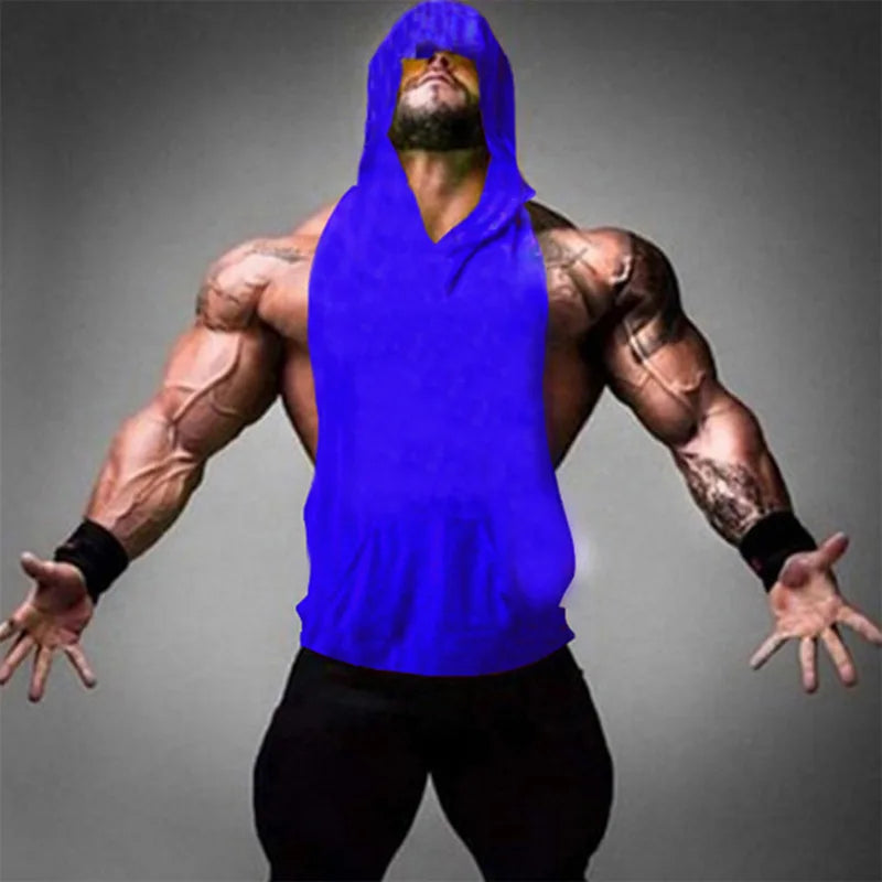 2018 Mens Sleeveless Hoodies Fashion Casual Zipper Hooded Sweatshirt Men bodybuilding tank top sporting Shirt waistcoat vest gym