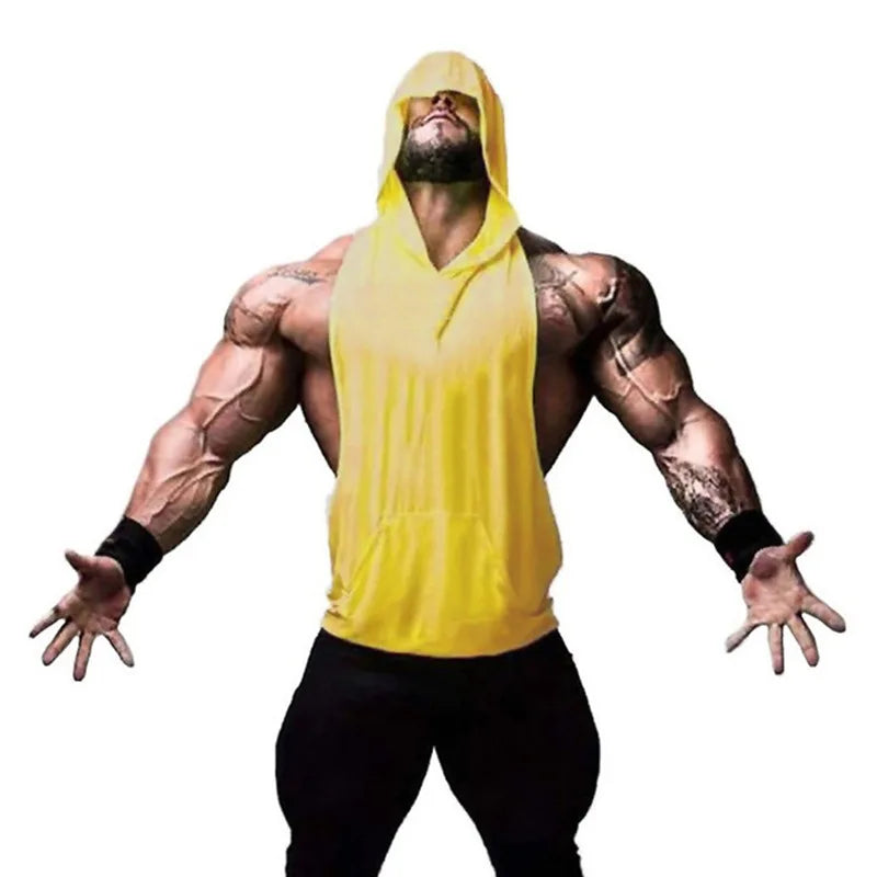2018 Mens Sleeveless Hoodies Fashion Casual Zipper Hooded Sweatshirt Men bodybuilding tank top sporting Shirt waistcoat vest gym
