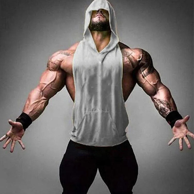 2018 Mens Sleeveless Hoodies Fashion Casual Zipper Hooded Sweatshirt Men bodybuilding tank top sporting Shirt waistcoat vest gym