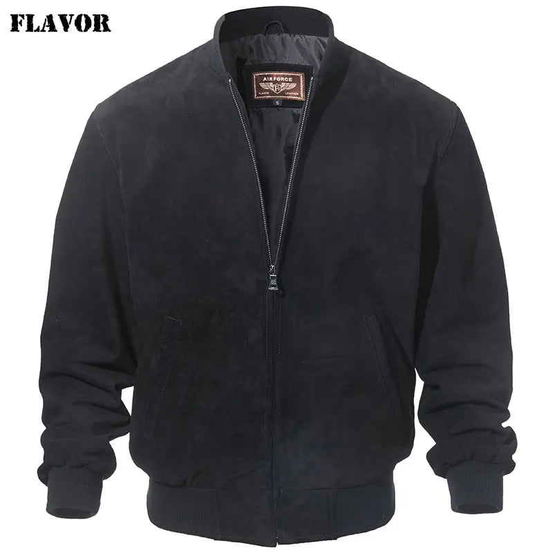 FLAVOR Men's Classic Real Pigskin Coat Genuine Baseball Leather Jacket