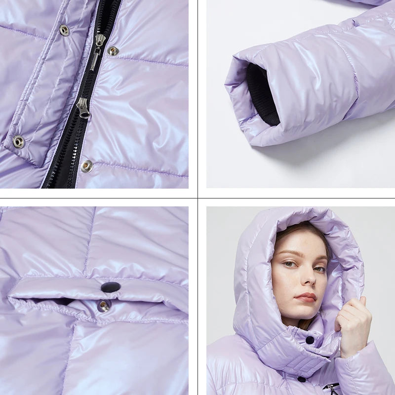 Astrid Winter Women's coat women parka long warm Bright fabric fashion Jacket hooded large sizes trendy female clothing 9510
