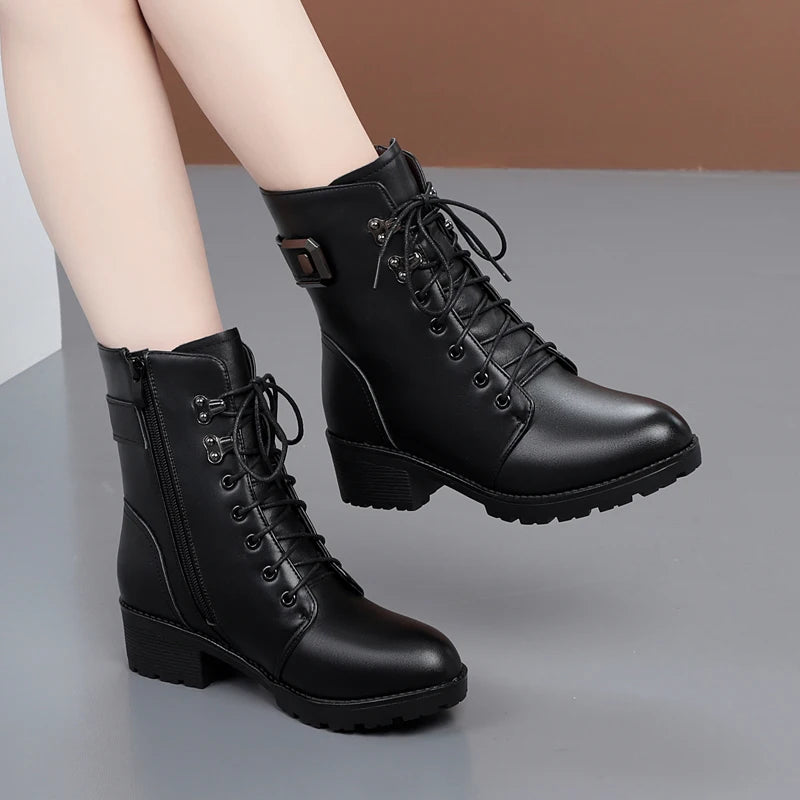 GKTINOO 2026 Winter Genuine Leather Boots Warm Plush Wool Boots Fashion Comfort Non-slip Women Boots Snow Shoes Large Size