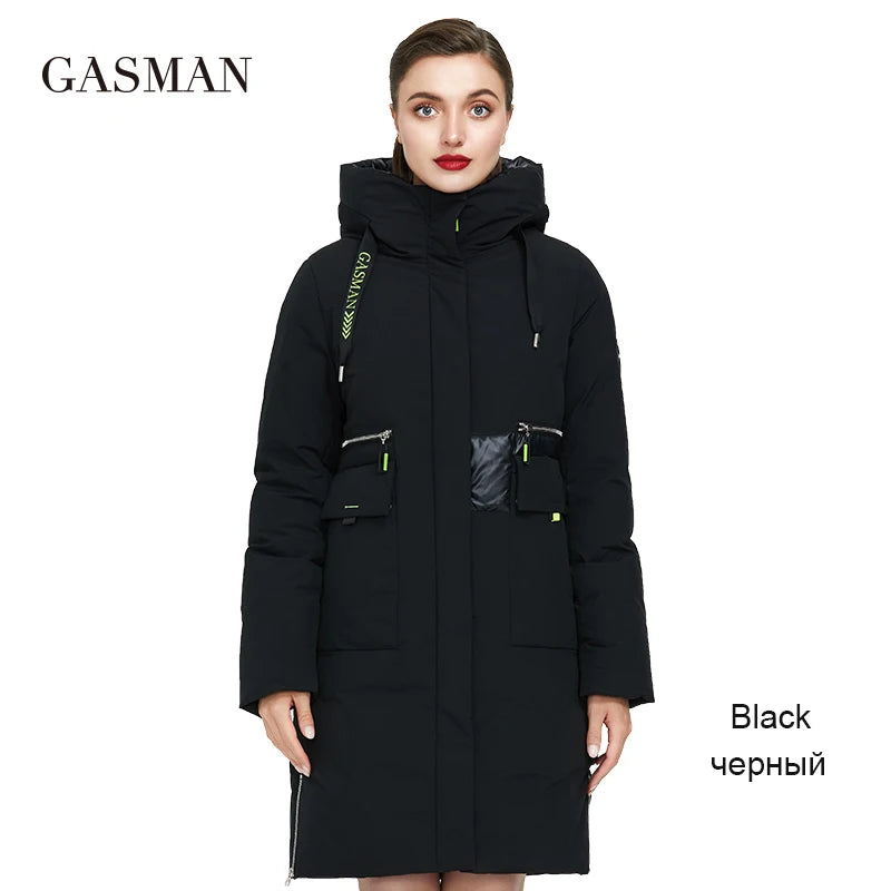 GASMAN 2023 brand new women's coat Women's winter jacket down parka warm outwear Female black patchwork thick jacket 020