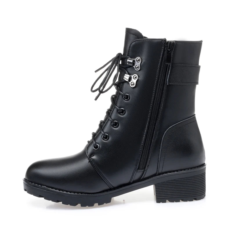 GKTINOO 2026 Winter Genuine Leather Boots Warm Plush Wool Boots Fashion Comfort Non-slip Women Boots Snow Shoes Large Size