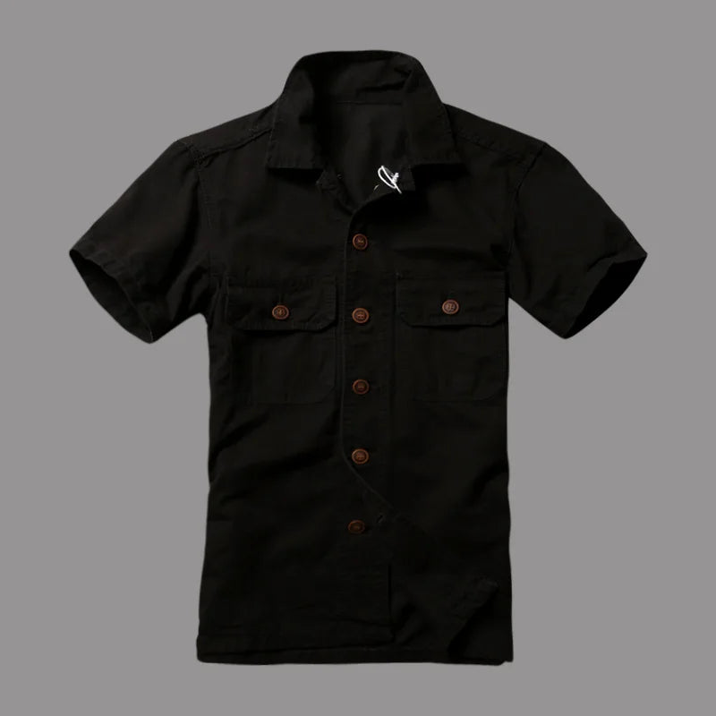 New Men's Short Sleeve Shirts Summer Camouflage Tops High Quality Cotton Air Force Casual Slim Fit Pocket Men Shirts