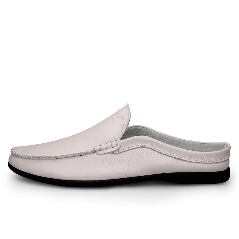 Italian Genuine Leather Men Slippers Luxury Loafers Moccasins Outdoor Non-slip Man Casual Shoes Summer Sandal Half Shoes For Men