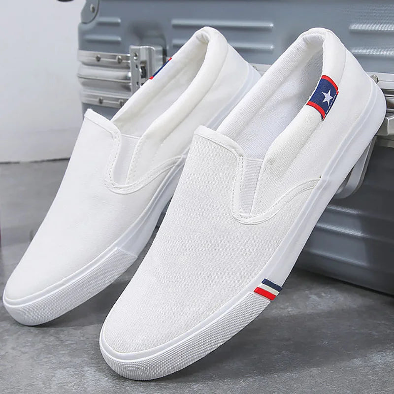 2026 Spring New Men's Shoes Plus Size 39-47 Casual Sneakers White Canvas Shoes Boys Sport Sneakers Comfortable Men Loafers