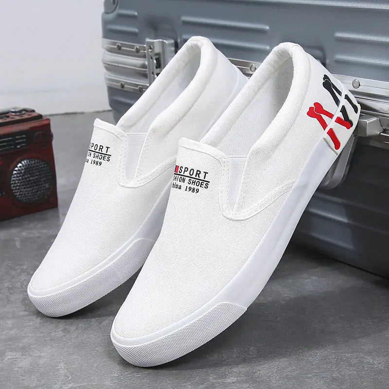 2026 Spring New Men's Shoes Plus Size 39-47 Casual Sneakers White Canvas Shoes Boys Sport Sneakers Comfortable Men Loafers