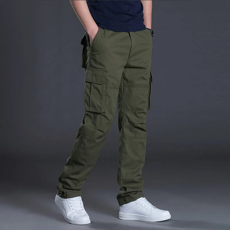 Spring Autumn Men's Cargo Pants Mens Casual Multi Pockets Military Large Size Tactical Pants Men Outwear Straight Winter Pants