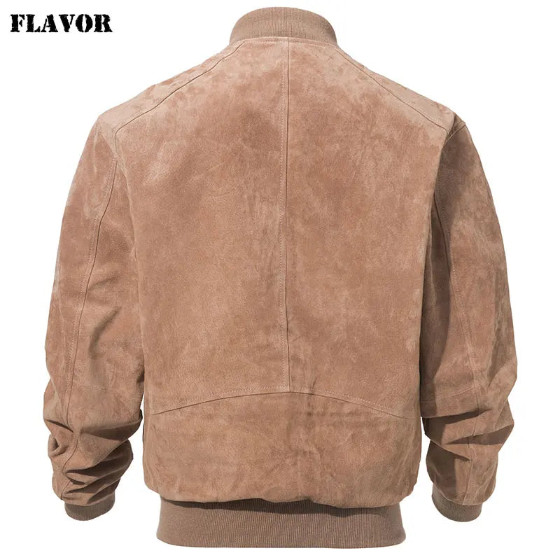 FLAVOR Men's Classic Real Pigskin Coat Genuine Baseball Leather Jacket