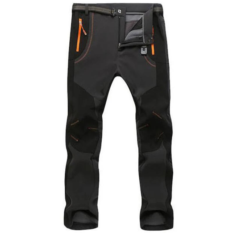 Winter Pants Men Outdoor Thicken Fleece Soft Shell Trousers Men Waterproof Windproof Warm Breathable Stretch Sports Cargo Pants