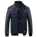 DIMUSI Winter Men Parkas Fashion Mens Cotton Thick Padded Jackets Male Casual PU Patchwork Design Outerwear Coats Clothing YA745