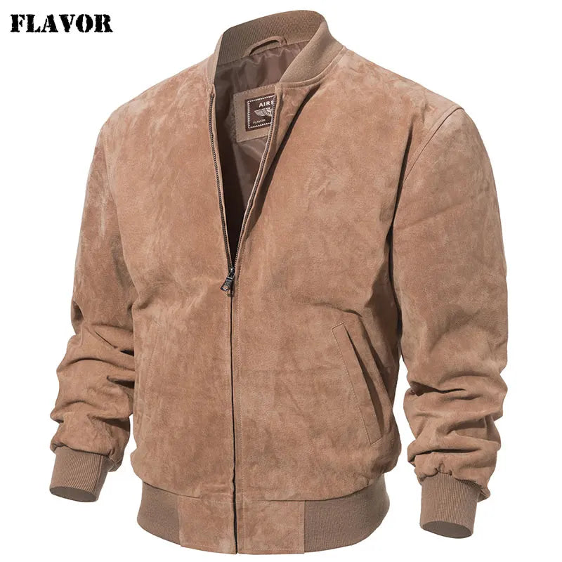 FLAVOR Men's Classic Real Pigskin Coat Genuine Baseball Leather Jacket