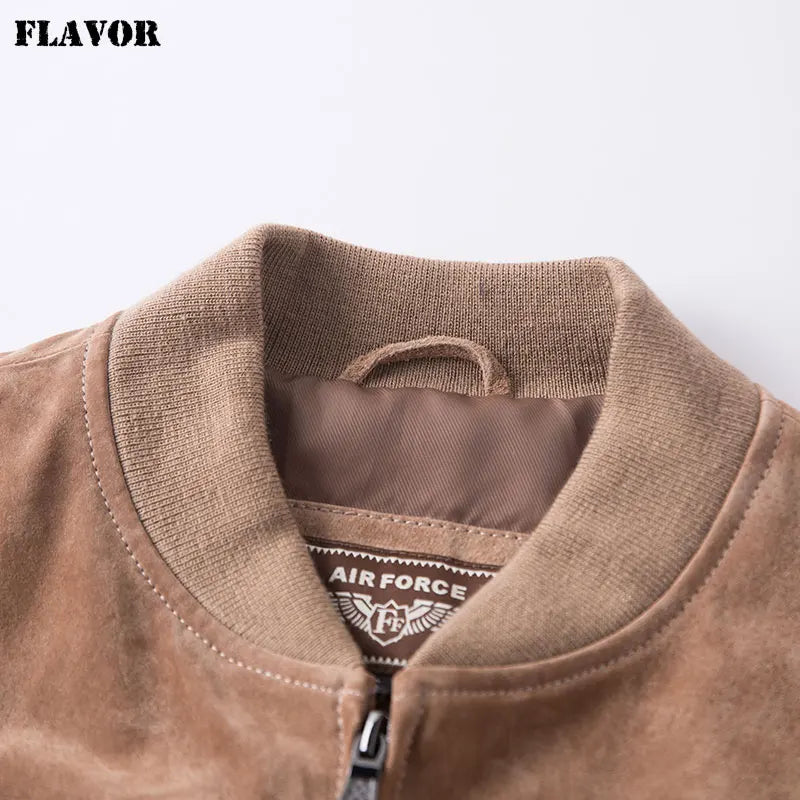 FLAVOR Men's Classic Real Pigskin Coat Genuine Baseball Leather Jacket
