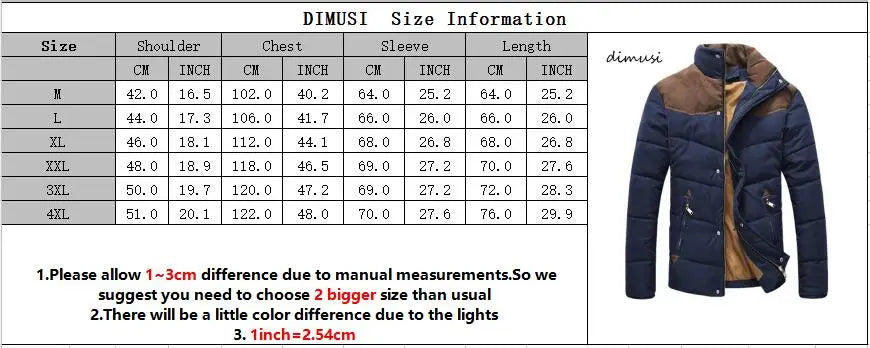 DIMUSI Winter Men Diamond Warm Parkas Jacket Men Casual Cotton Stand Collar Parkas Male Outwear Windbreaker Warm Coats Clothing