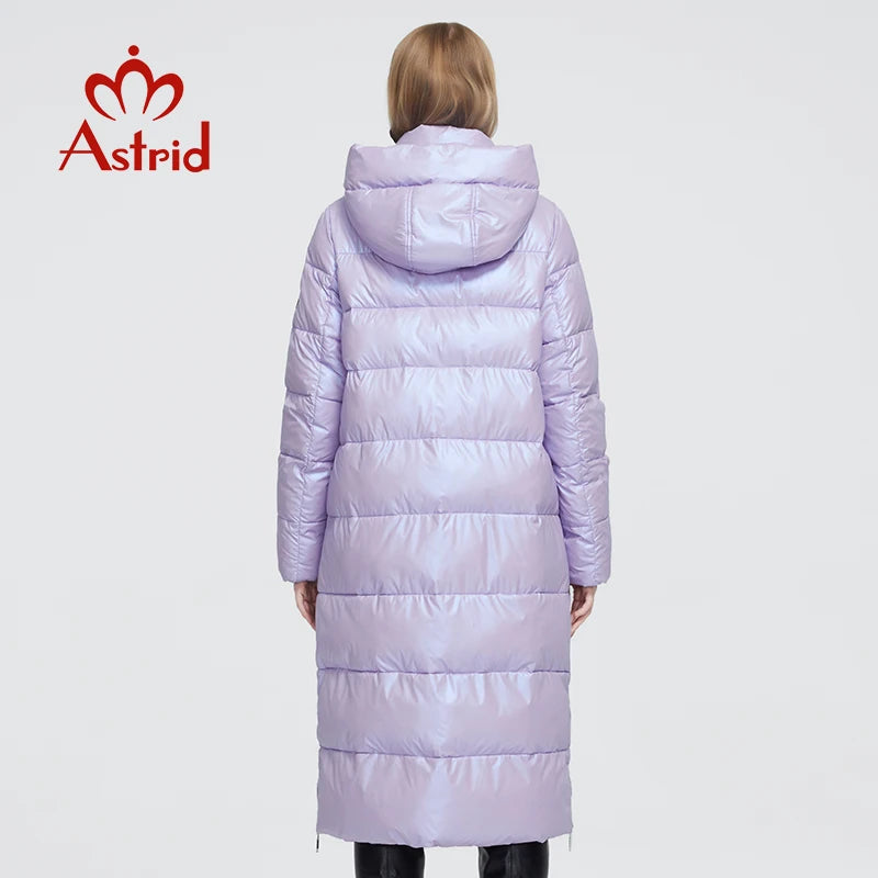 Astrid Winter Women's coat women parka long warm Bright fabric fashion Jacket hooded large sizes trendy female clothing 9510