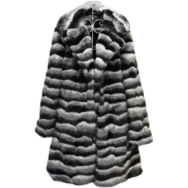 Winter women's fur coat thermal coat mink hair long leisure windbreaker mink skin top
