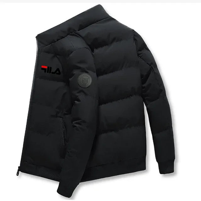 Fashion autumn and winter short men's thick warm coat, outdoor windproof new zipper printed men's casual jacket M-5XL