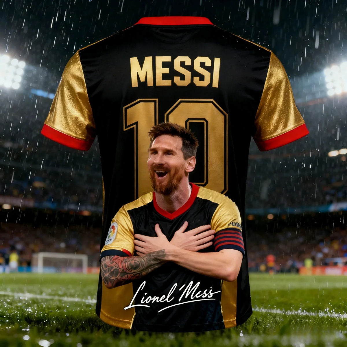 2026 Men's AI HD All Over Printed Lionel Messi No.10 Barcelona Soccer T-Shirt, Quick Dry Breathable Fan Short Sleeve Jersey