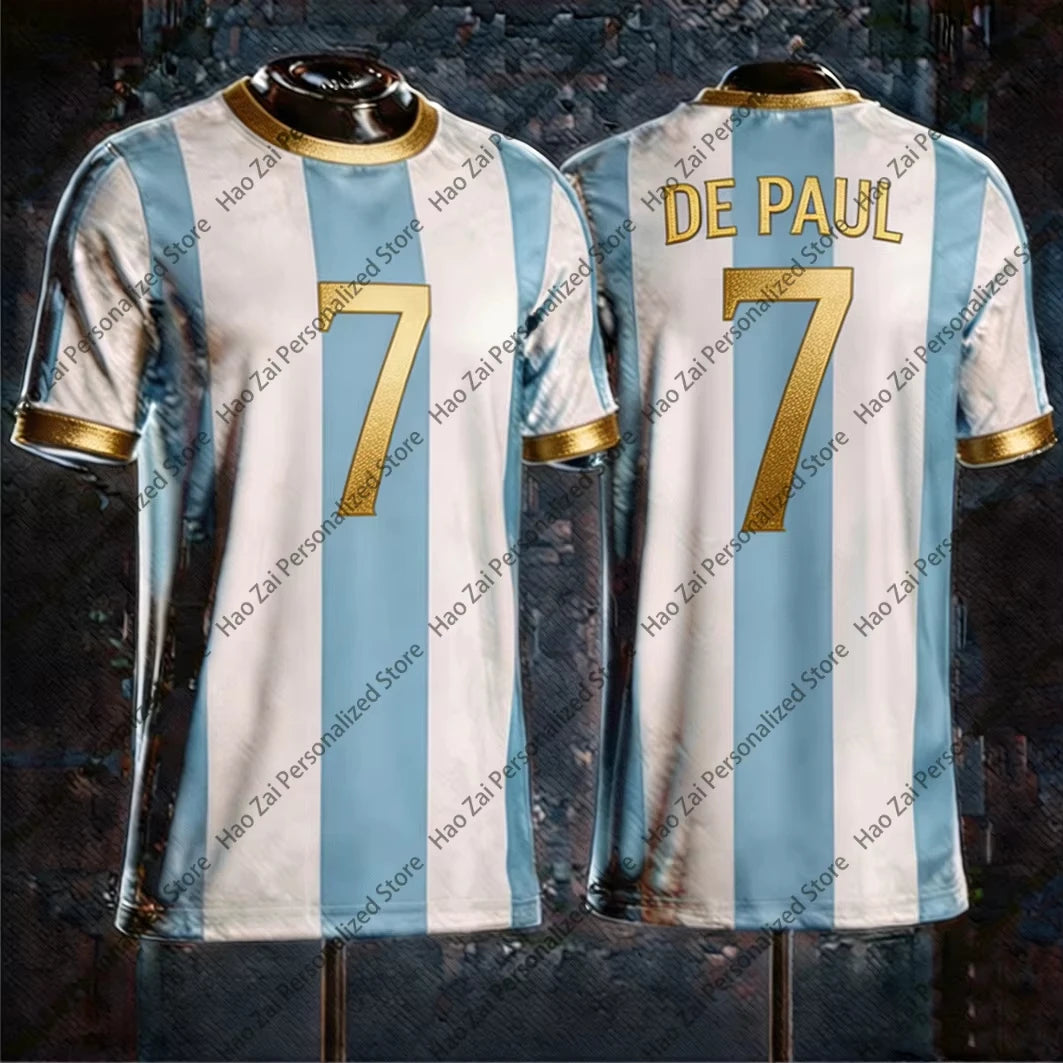 2026 Messi Commemorative Edition Jersey/T-Shirt Special Edition—Men's Argentina Sports T-Shirt and Kids' Soccer Training Set