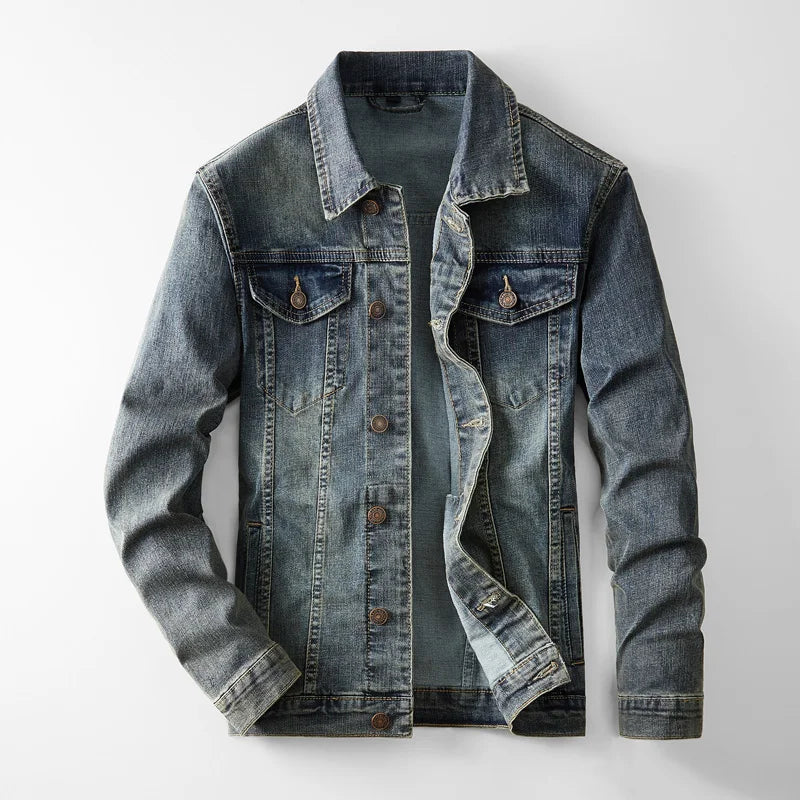 2024 Autumn/Winter  New American Denim Cowboy Set Classic Simple Versatile Washed and Elastic Jacket Jean clothes for men