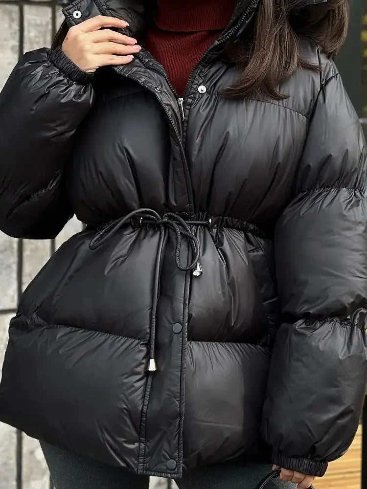 Women Fashion Brown Cotton Jacket Casual Lapel Single Breasted Pocket Loose Long Coat Lady Winter Daily Street Commute Outerwear