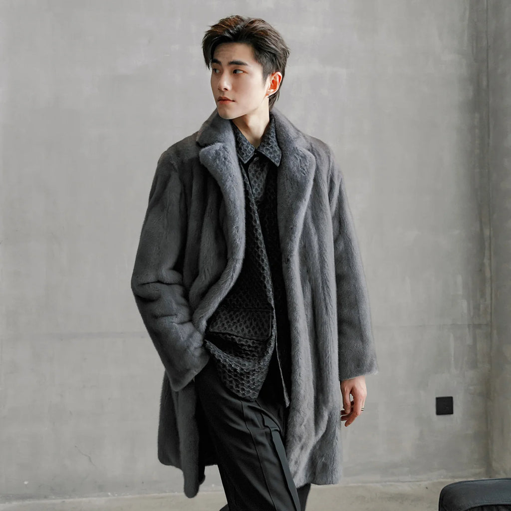 AYUNSUE Top Quality Natural Fur Coat Man Real Mink Jacket for Men 2025 Winter High-end Mink Fur Coats Mid-length Luxury Outwears