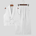 INCERUN Men Sets Solid Color Lapel Sleeveless Double Breasted Vests & Pants 2PCS Streetwear 2024 Fashion Men Casual Suits S-5XL