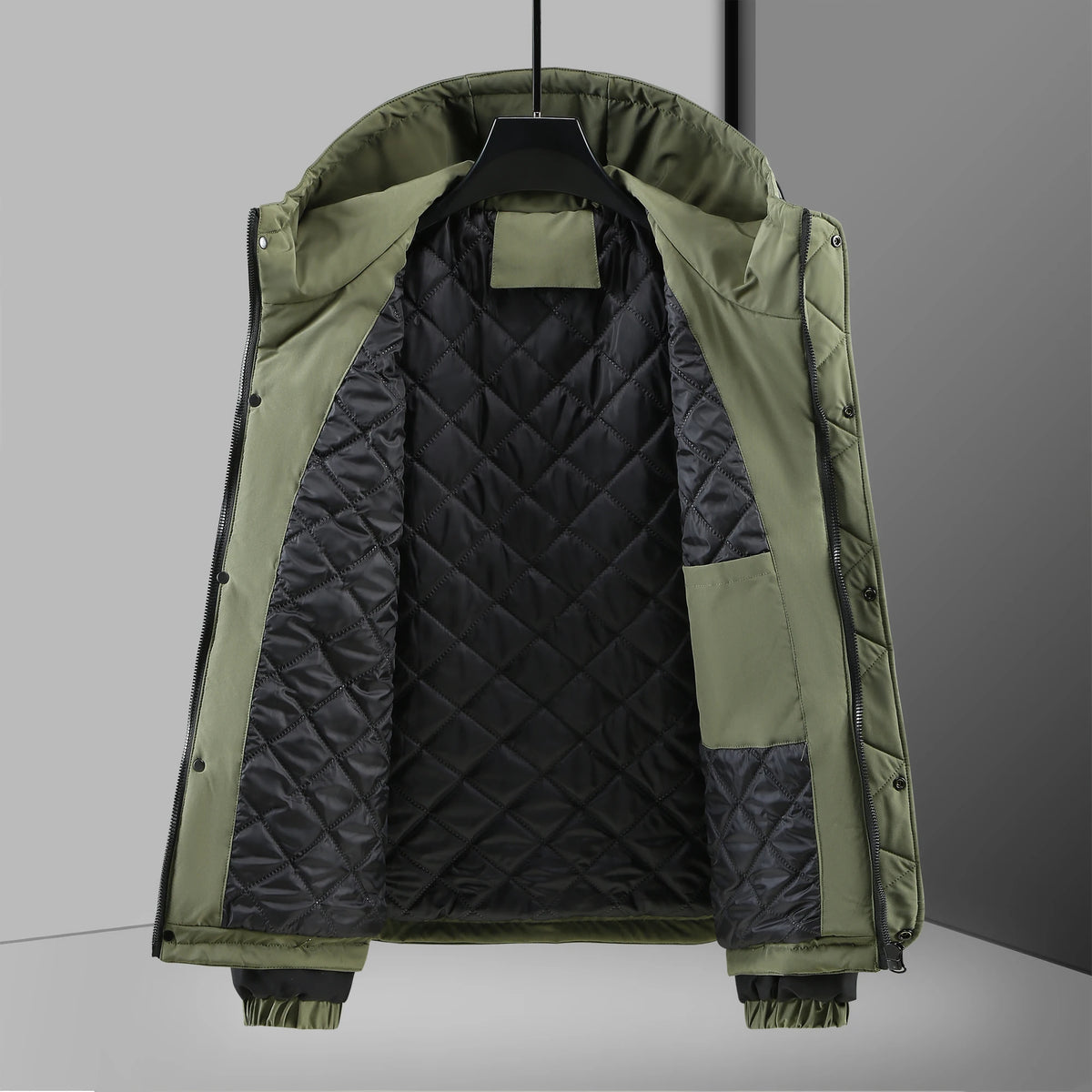 plus size autumn and winter new men's fat large size thickened standing collar hooded padded jacket