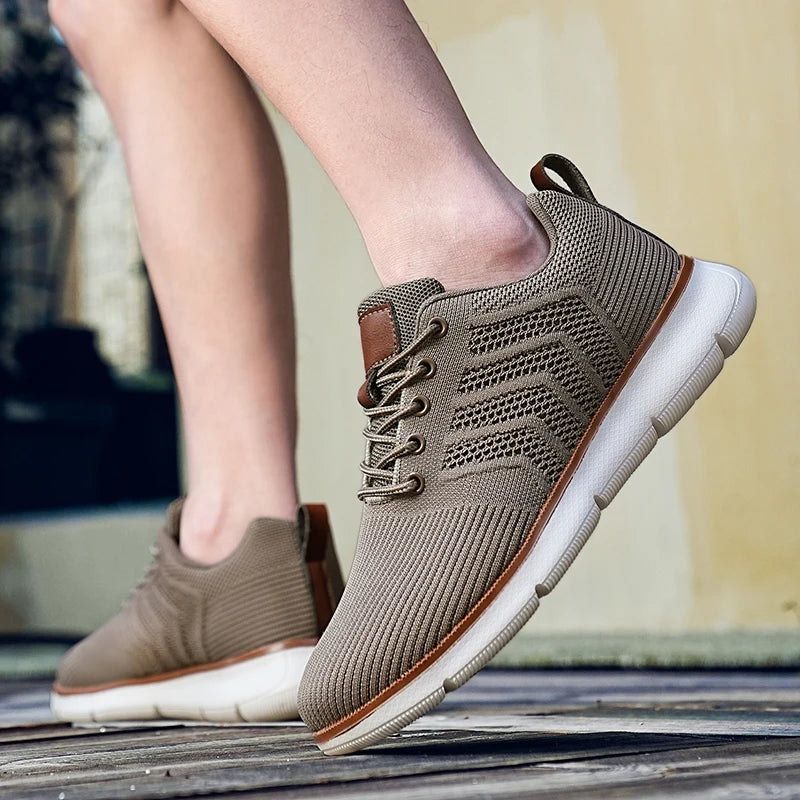Casual Sneaker Shoes Breathable Men's Walking Mesh Soft Sole Outdoor Anti Slip Travel Comfortable Running Shoes Tenis Masculino