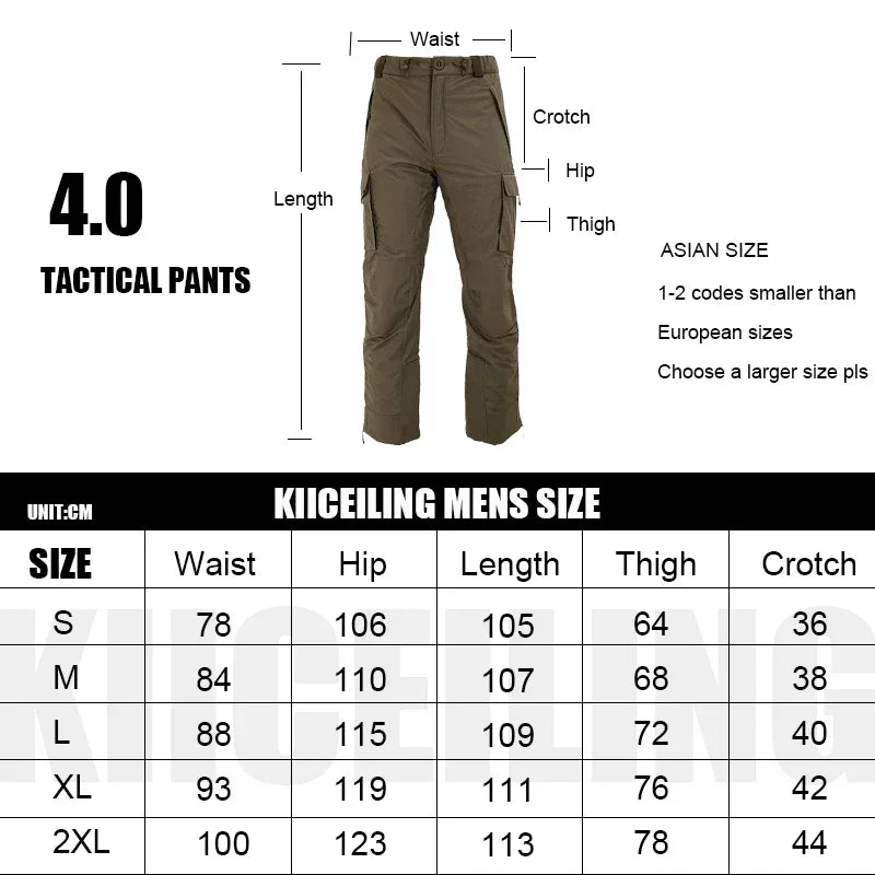 KIICEILING ECIG 4.0 MIG 4.0 Hiking Tactical Pants Cargo Pants Men Women Hunting Ski Climbing Winter Thermal Waterproof Trousers