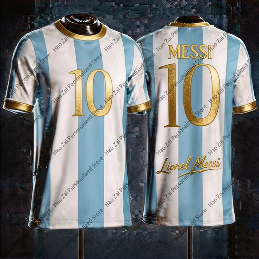 2026 Messi Commemorative Edition Jersey/T-Shirt Special Edition—Men's Argentina Sports T-Shirt and Kids' Soccer Training Set