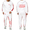 CCCP Russian 2024 New USSR Soviet Union Men Moscow Russia Hoodies Casual Solid Color Pullover Long Pant 2-piece Set Sports Suit