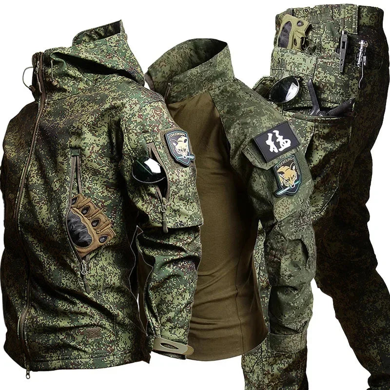 Combat Uniform Tactical Suit Multicam Camo Fleece Jacket Field Airsoft Training Workwear Outdoor Hunting Shirt Cargo Pants Men