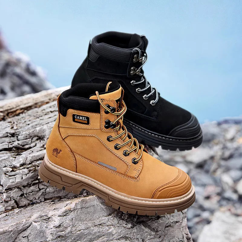 GOLDEN CAMEL Men's Winter Boot Plus Velvet Warm Thick Sole Hiking Shoes for Men Outdoor Travel High Top Mountaineering Snow Boot