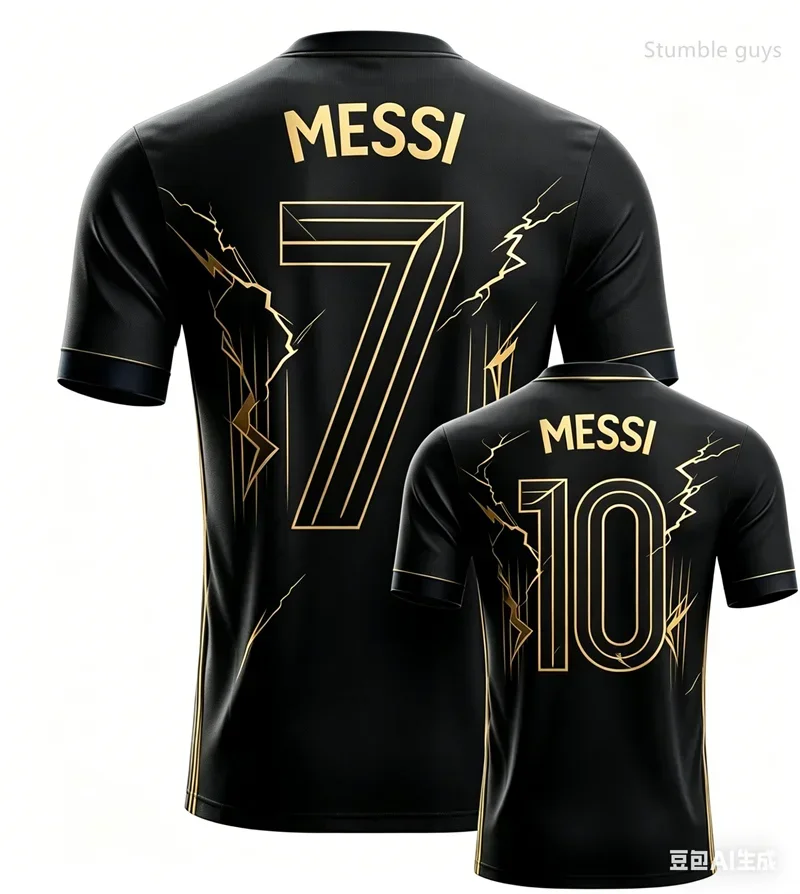 2026 Summer Men's Messi No.10 AI Printed Football Short Sleeve Jersey, Fashion Oversized Daily Outdoor T-shirt Tops