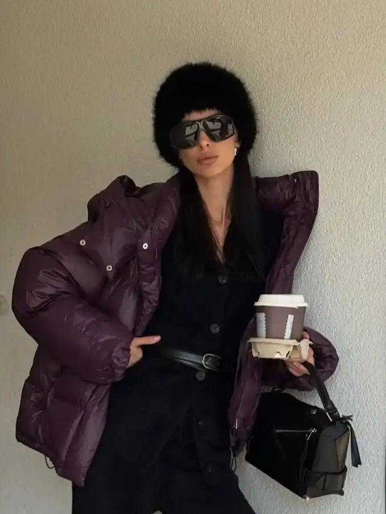 Women Fashion Brown Cotton Jacket Casual Lapel Single Breasted Pocket Loose Long Coat Lady Winter Daily Street Commute Outerwear