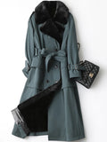Lautaro Winter Long Warm Thick Park with Faux Fur Inside Belt Pockets Double Breasted Luxury Fur Lined Trench Coat for Women