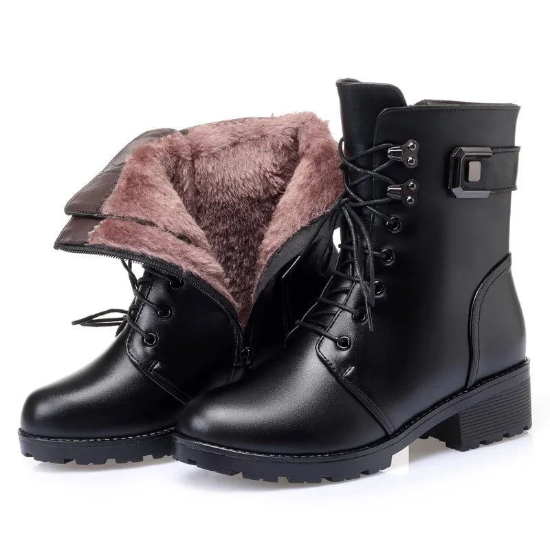 GKTINOO 2026 Winter Genuine Leather Boots Warm Plush Wool Boots Fashion Comfort Non-slip Women Boots Snow Shoes Large Size