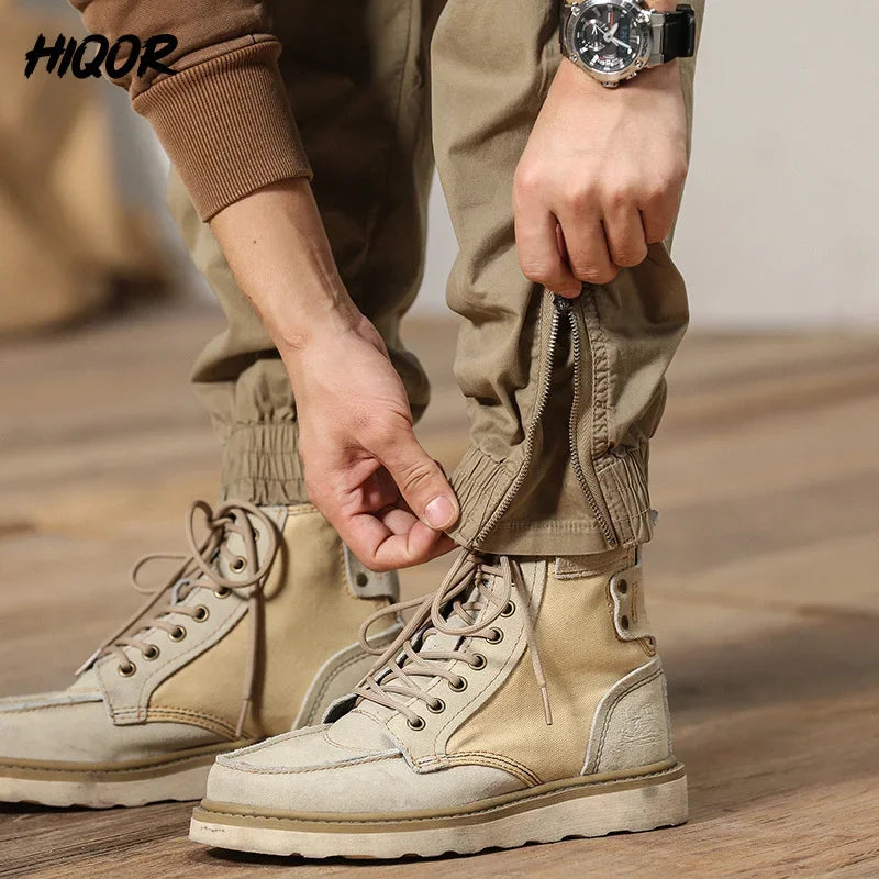 HIQOR Winter Fleece Cargo Pants Men Classic Outdoor Hiking Army Joggers Camping Overalls Thicken Baggy Tactical Pants for Men