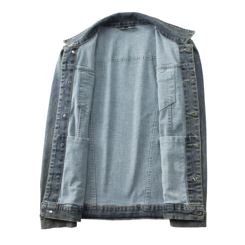 2024 Autumn/Winter  New American Denim Cowboy Set Classic Simple Versatile Washed and Elastic Jacket Jean clothes for men