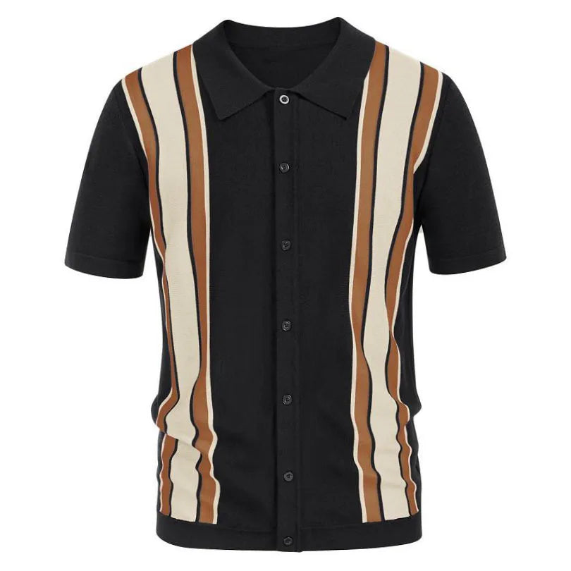 Summer 2025 Men's Luxury Clothing Knit Short Sleeve Polo Shirt Casual Streetwear Lapel Button Down Cardigan Breathable Tops