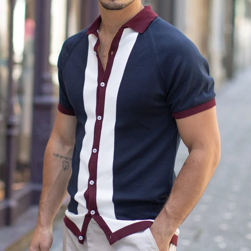 Summer 2025 Men's Luxury Clothing Knit Short Sleeve Polo Shirt Casual Streetwear Lapel Button Down Cardigan Breathable Tops