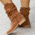 Women Ankle Boots Winter Fashion Low Heel Suede Female Shoes Classic Brown Black Lightweight Soft Comfortable Plataforma Mujer