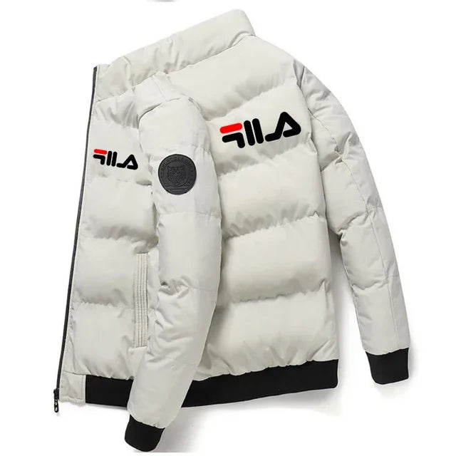 Fashion autumn and winter short men's thick warm coat, outdoor windproof new zipper printed men's casual jacket M-5XL