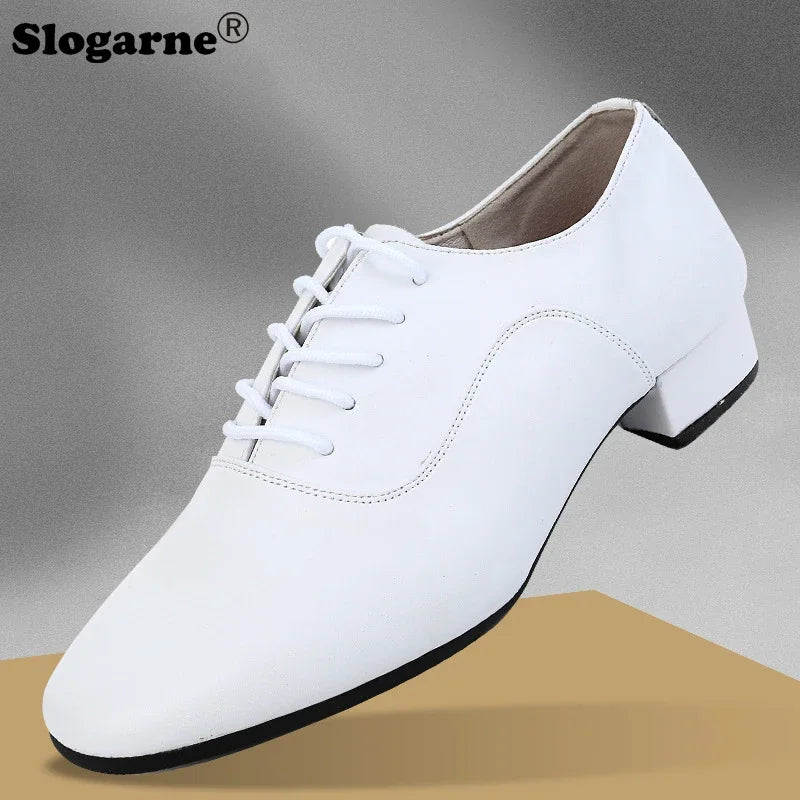 Elegant White Latin Shoes Men Modern Jazz Waltz Tango Dance Shoes Man Suede Sole Indoor Dance Footwear Outdoor Sports Sneaekers