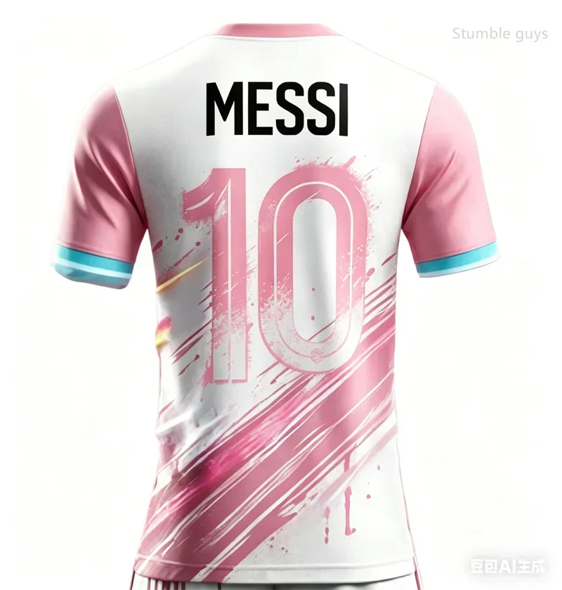 2026 Summer Men's Messi No.10 AI Printed Football Short Sleeve Jersey, Fashion Oversized Daily Outdoor T-shirt Tops
