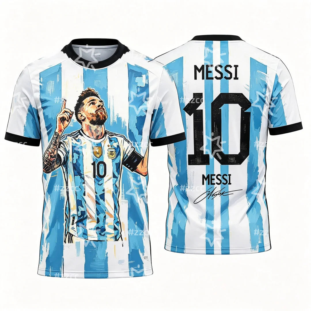 2026 Messi No.10 football jersey fan commemorative gift Summer Sports Men's T-Shirt Kid's Clothing Tee Woman cycling jersey