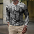 Men's Plaid Vintage Long Sleeve Polo Shirt Lapel Sports Leisure Outdoor Office Daily Wear Button Spring Autumn Winter