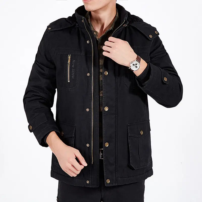 Plus Size Fleece Military Bomber Jacket Men Spring Autumn Casual Multi-pocket Pilot Jackets Male Army Cargo Flight Mens Jackets
